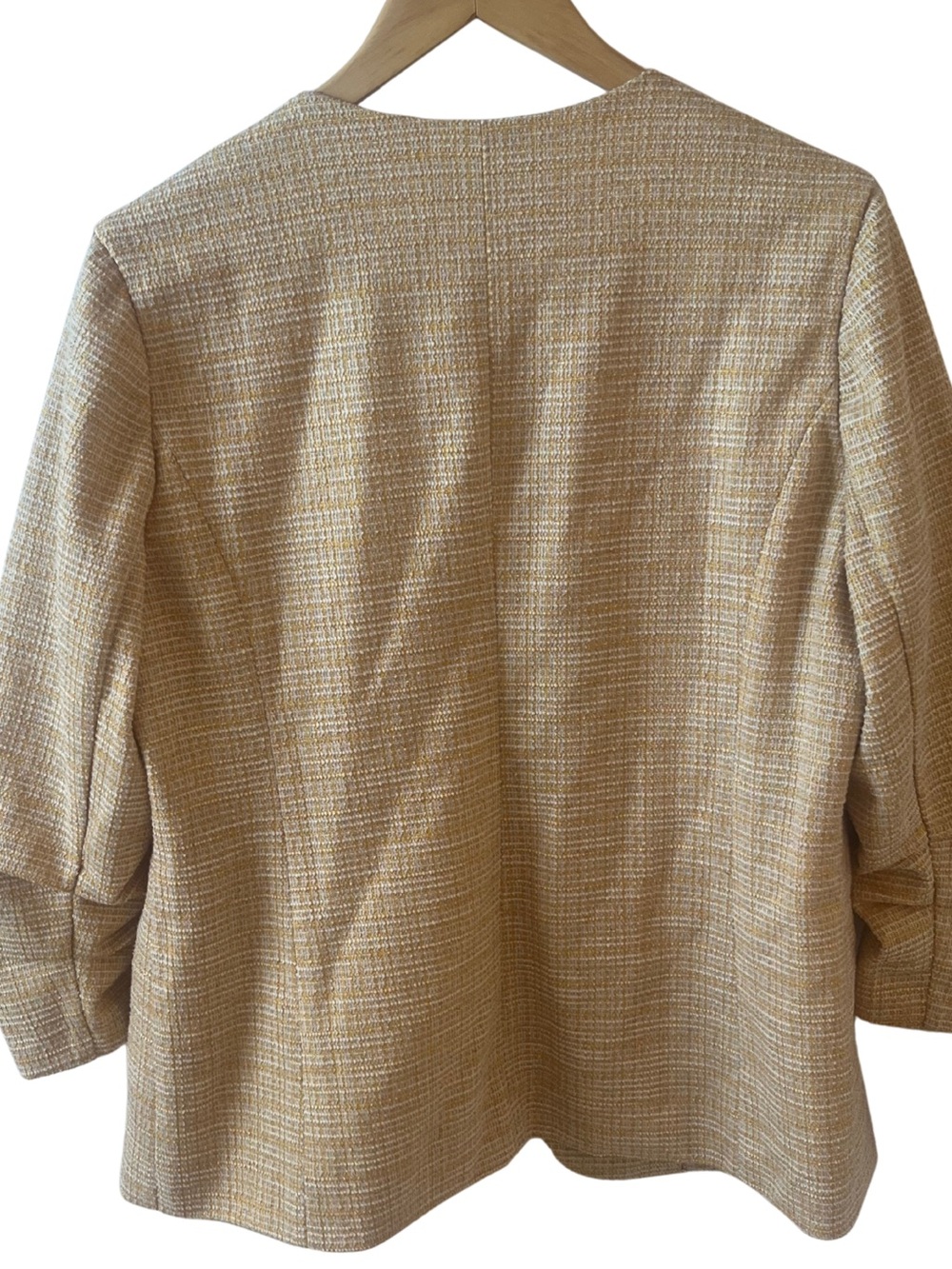Skies Are Blue Yellow Tweed Open-Front Blazer | Size Large - Picture 5 of 7